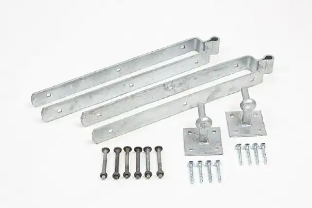 GALV 600mm (24") Double Strap Hinge Set on 4 x 4 Plates